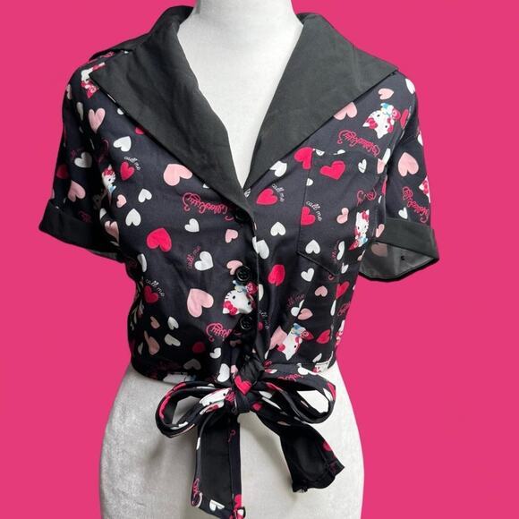 Hello Kitty x Unique Vintage Crop Top | Coquette Pinup Style | Size Medium - Picture 2 of 10